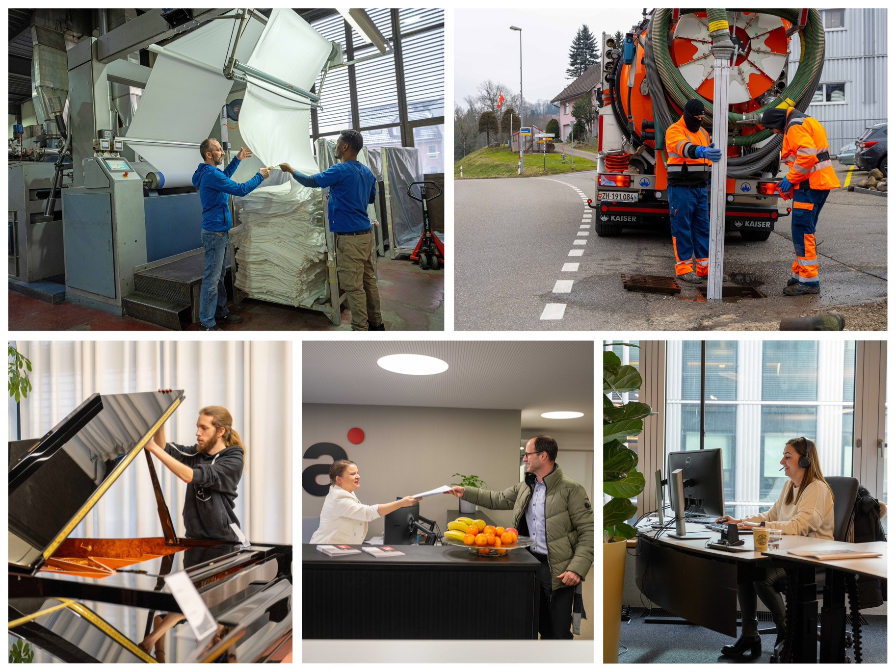 Impressionen aus dem Unternehmensalltag der fünf Finalisten des This-Priis 2023.